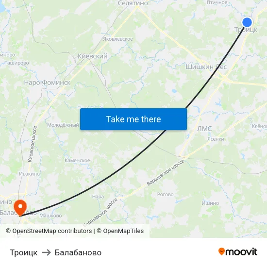 Троицк to Балабаново map