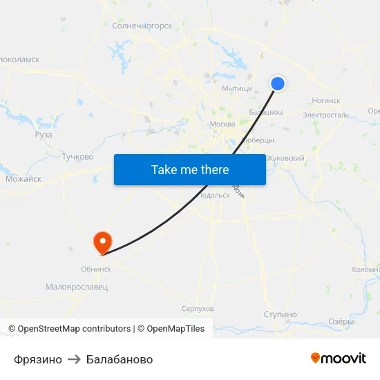 Фрязино to Балабаново map