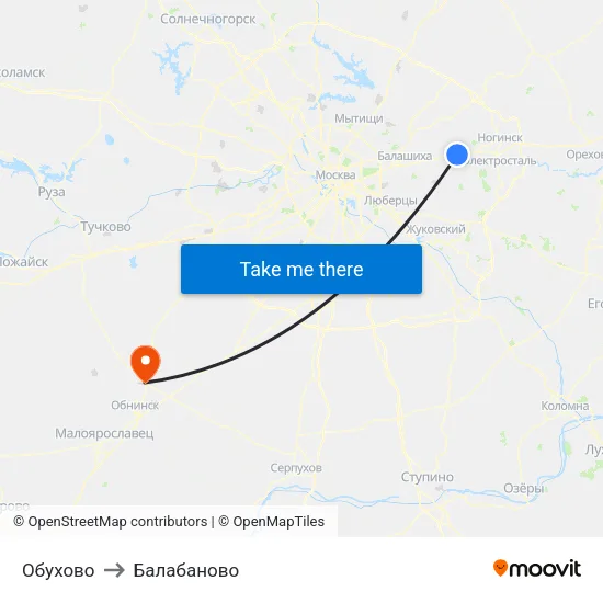 Обухово to Балабаново map