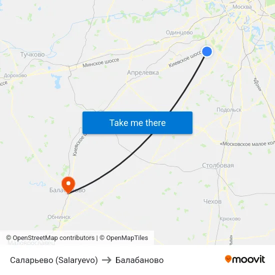 Саларьево (Salaryevo) to Балабаново map