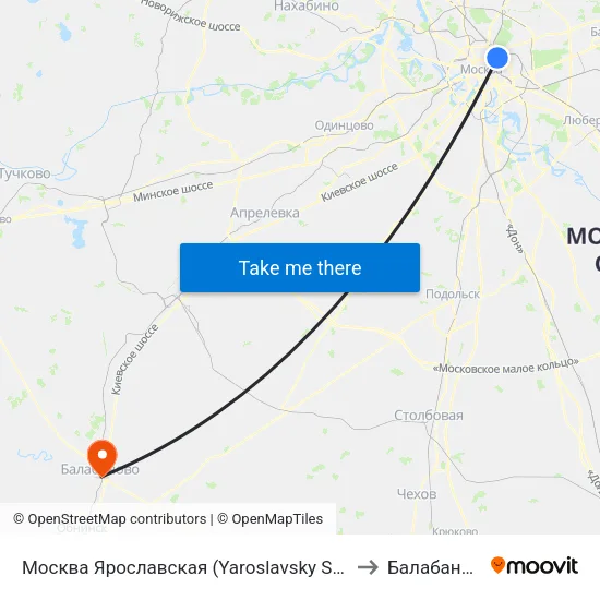 Москва Ярославская (Yaroslavsky Station) to Балабаново map