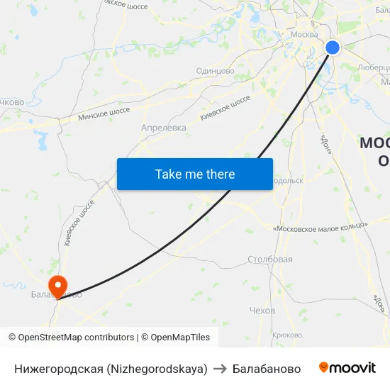 Нижегородская (Nizhegorodskaya) to Балабаново map