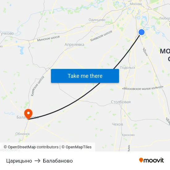 Царицыно to Балабаново map