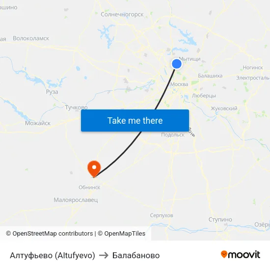 Алтуфьево (Altufyevo) to Балабаново map