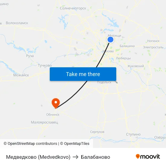 Медведково (Medvedkovo) to Балабаново map