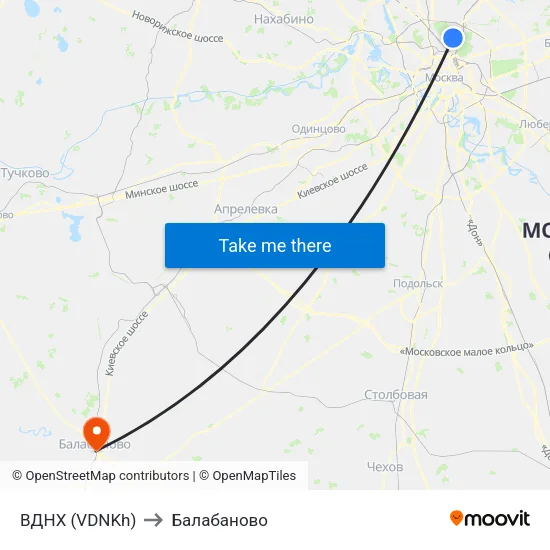 ВДНХ (VDNKh) to Балабаново map