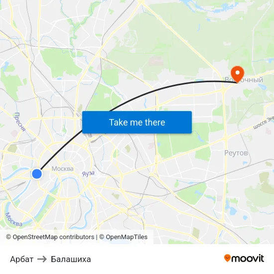 Арбат to Балашиха map