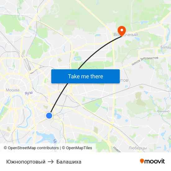 Южнопортовый to Балашиха map