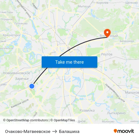 Очаково-Матвеевское to Балашиха map