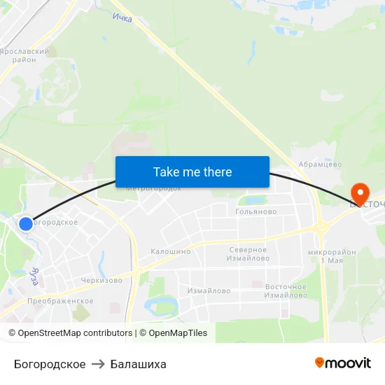 Богородское to Балашиха map