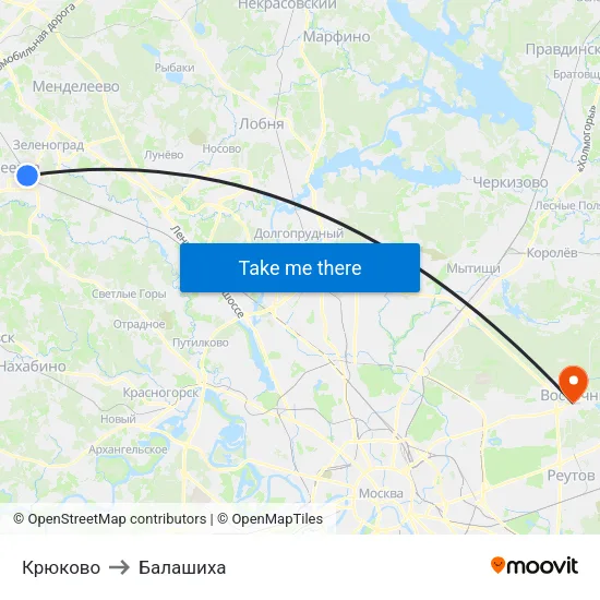 Крюково to Балашиха map