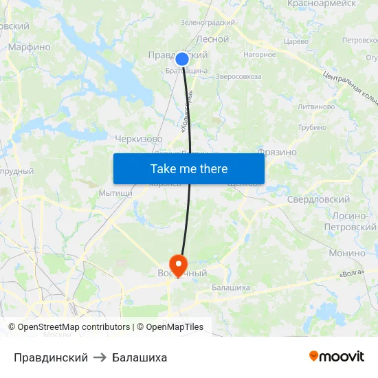 Правдинский to Балашиха map