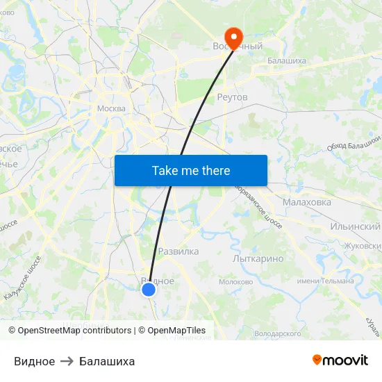 Видное to Балашиха map