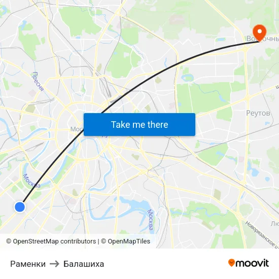 Раменки to Балашиха map