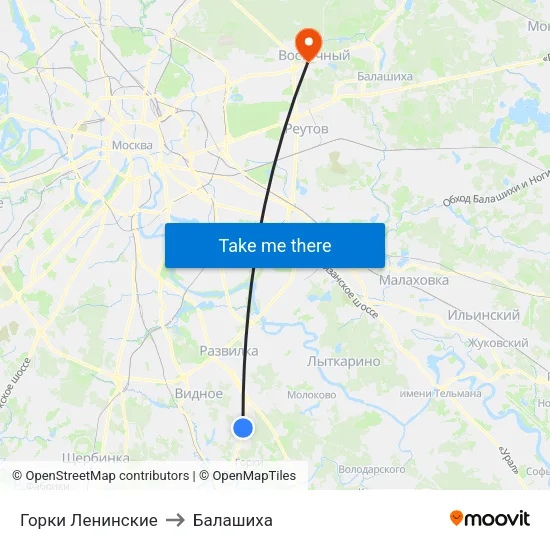 Горки Ленинские to Балашиха map