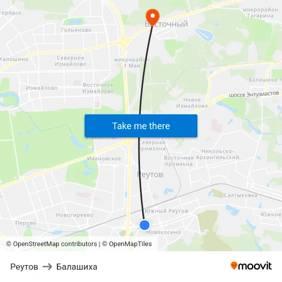 Реутов to Балашиха map