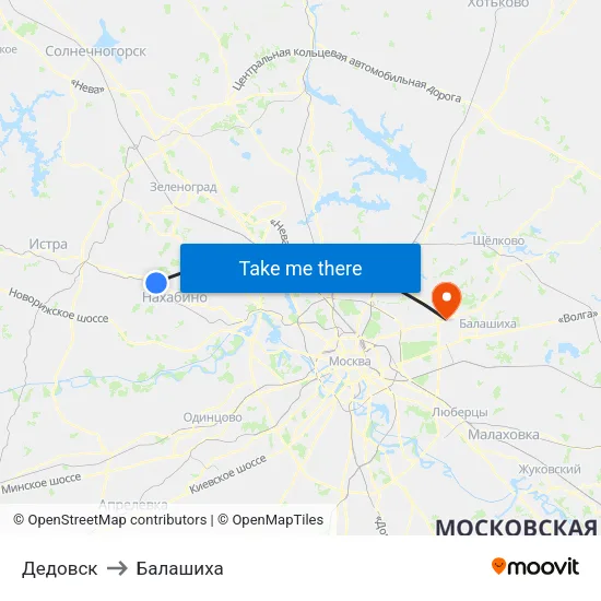 Дедовск to Балашиха map