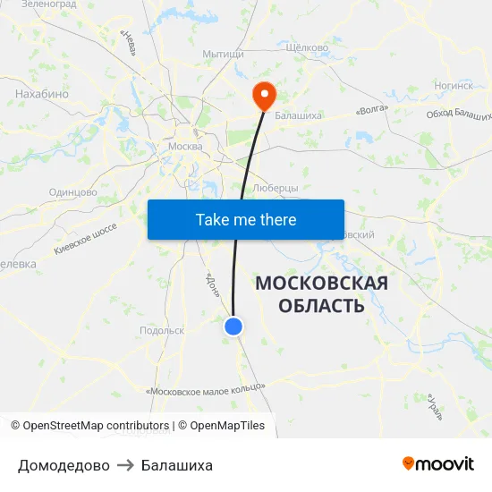 Домодедово to Балашиха map