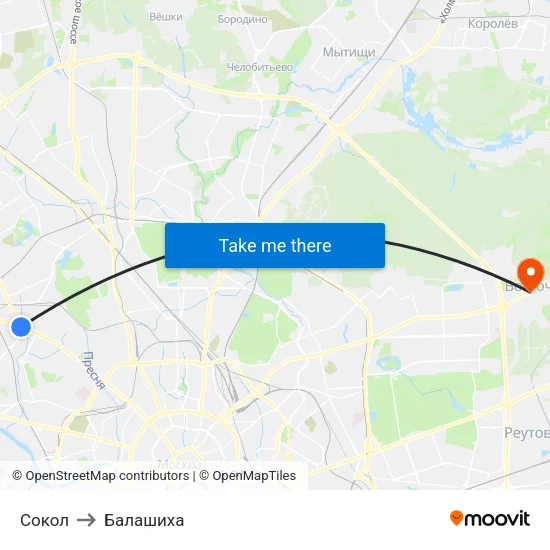 Сокол to Балашиха map
