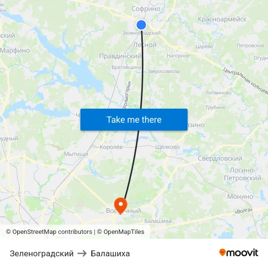 Зеленоградский to Балашиха map