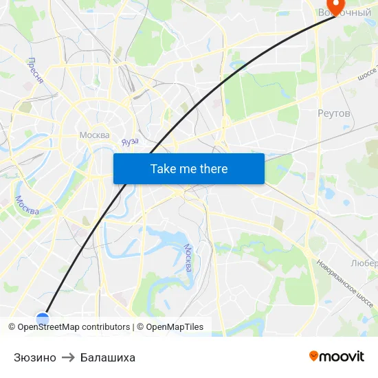 Зюзино to Балашиха map