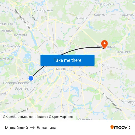 Можайский to Балашиха map