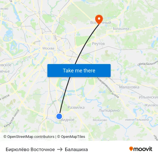 Бирюлёво Восточное to Балашиха map