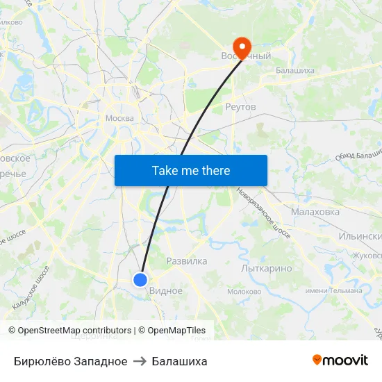 Бирюлёво Западное to Балашиха map