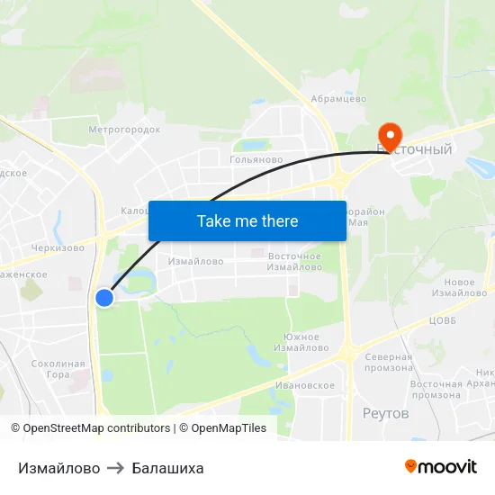 Измайлово to Балашиха map