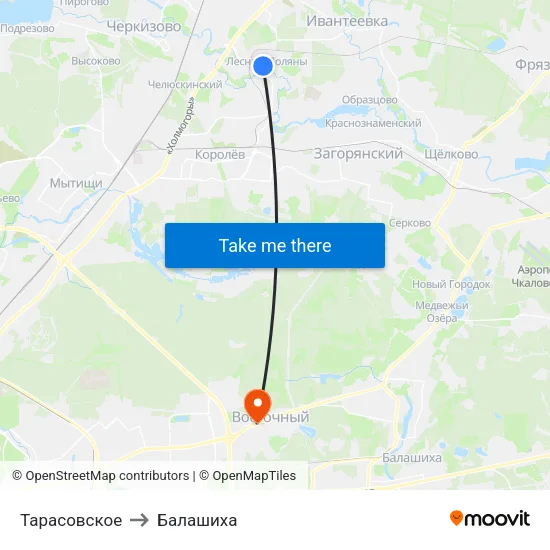 Тарасовское to Балашиха map