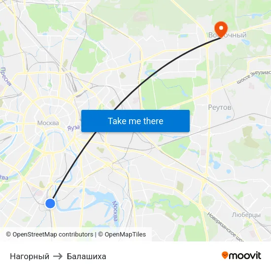 Нагорный to Балашиха map