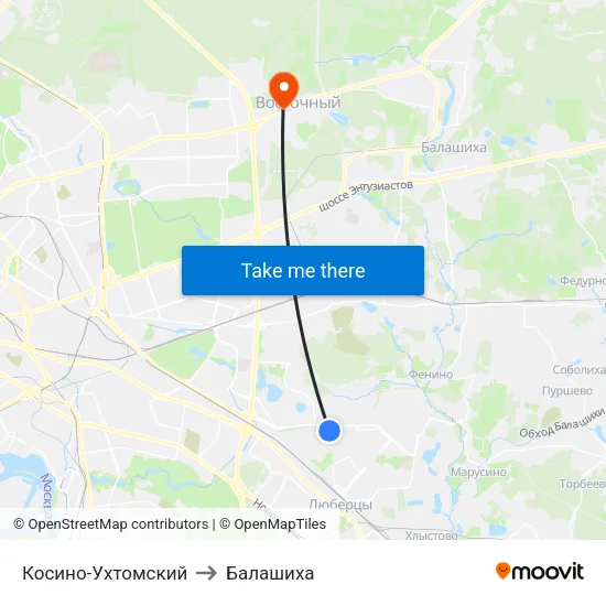 Косино-Ухтомский to Балашиха map