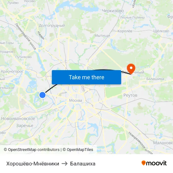 Хорошёво-Мнёвники to Балашиха map