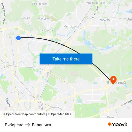 Бибирево to Балашиха map