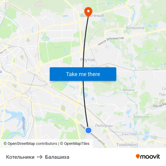 Котельники to Балашиха map