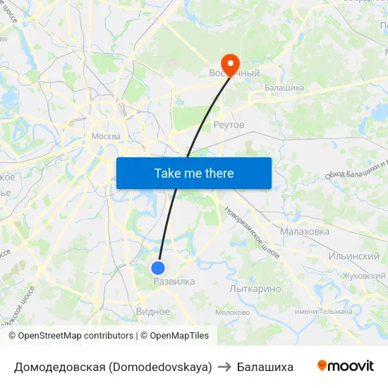 Домодедовская (Domodedovskaya) to Балашиха map