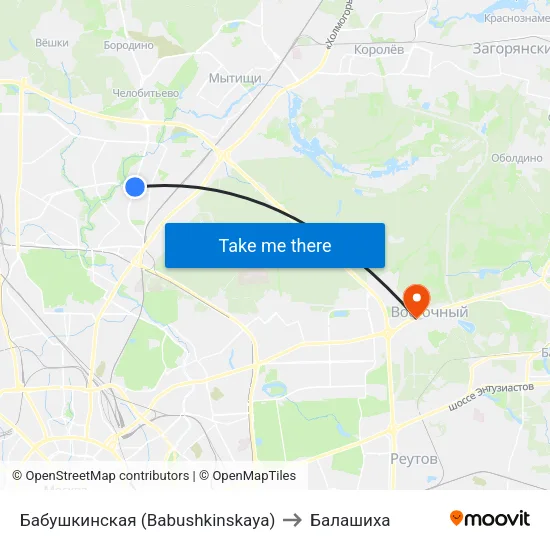 Бабушкинская (Babushkinskaya) to Балашиха map