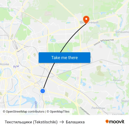 Текстильщики (Tekstilschiki) to Балашиха map
