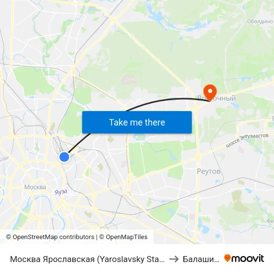 Москва Ярославская (Yaroslavsky Station) to Балашиха map