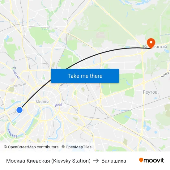 Москва Киевская (Kievsky Station) to Балашиха map