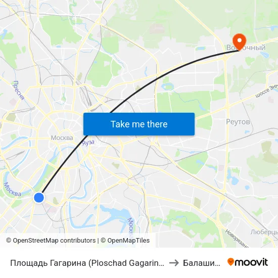 Площадь Гагарина (Ploschad Gagarina) to Балашиха map