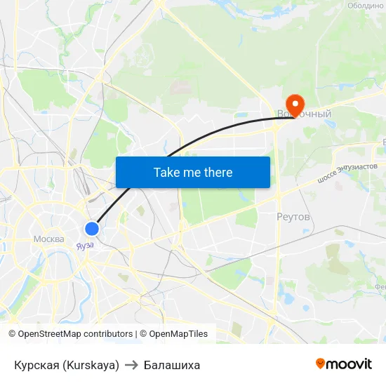 Курская (Kurskaya) to Балашиха map