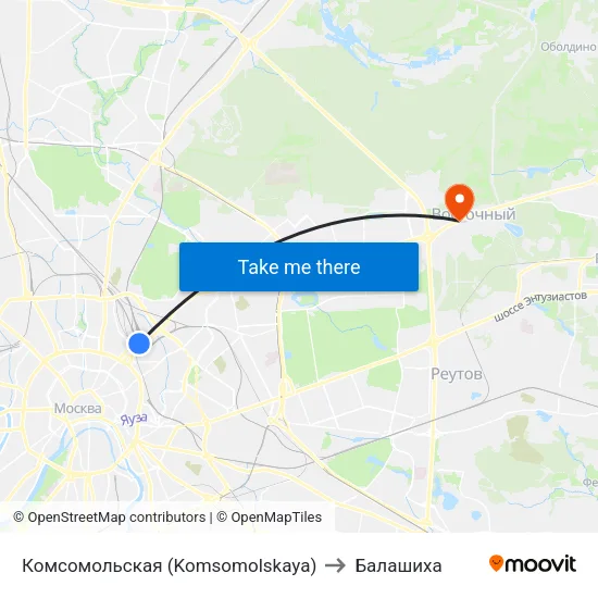 Комсомольская (Komsomolskaya) to Балашиха map