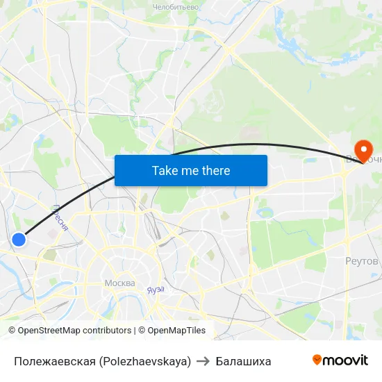 Полежаевская (Polezhaevskaya) to Балашиха map