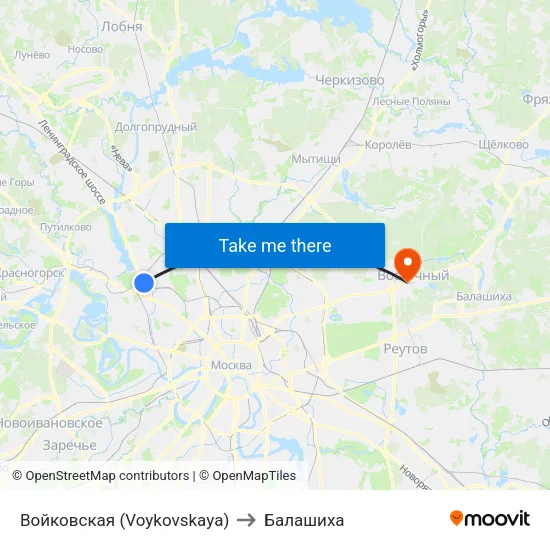 Войковская (Voykovskaya) to Балашиха map