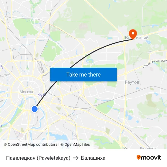 Павелецкая (Paveletskaya) to Балашиха map