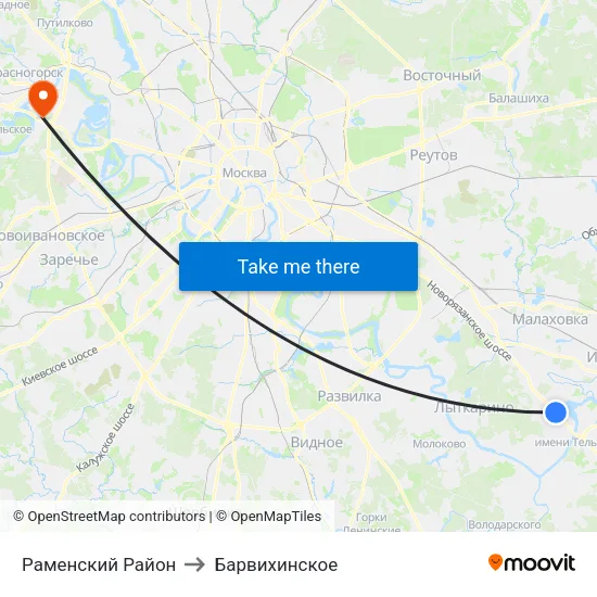 Раменский Район to Барвихинское map