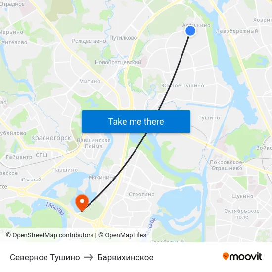 Северное Тушино to Барвихинское map