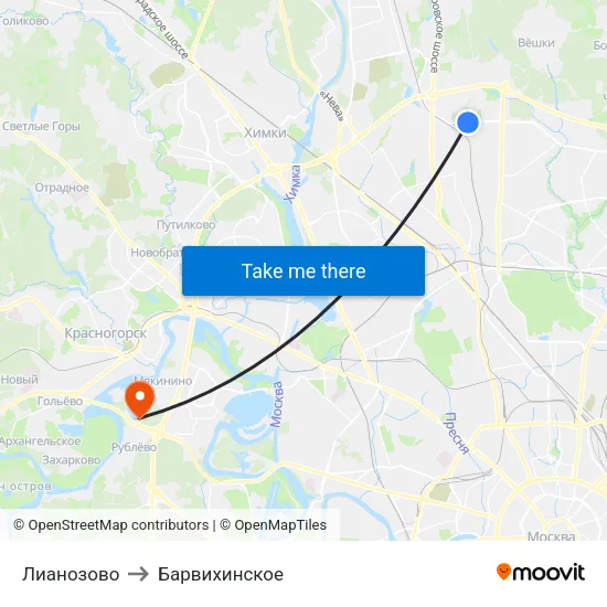 Лианозово to Барвихинское map