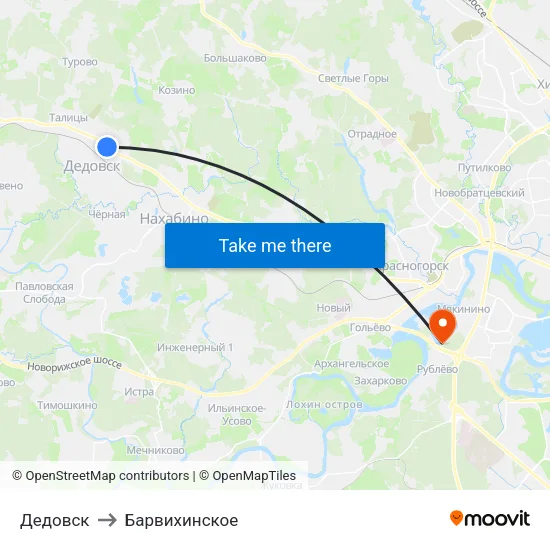 Дедовск to Барвихинское map